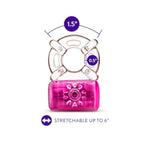 Blush Play With Me Pleaser 2.25" Vibrating Penis Ring, 5 Vibration Modes, Rechargeable - Soft Stretchy Cockring Stimulates You & Your Partner - C-Ring Adult Sex Toy For Men & Couples - (Neon Pink)