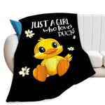 Cute Duck Blanket Just A Girl Who Loves Duck Throw Blankets Funny Gifts For Girls Boys Kids Animal Lover Soft Cozy Fleece Plush For Couch Sofa Bed 50"X40"