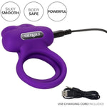 Silicone Rechargeable Dual Rockin’ Rabbit Enhancer, Vibrating Cock Ring For Couple Adult Sex Toy Purple Se-1843-20-3