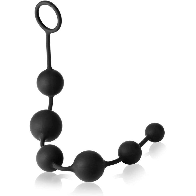 Butt Plug With Silicone Anal Bead Anal Sex Toys With Safe Pull Ring In Black