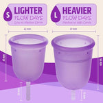 Menstrual Cup Kit (Set of 2) - Higher Capacity (+30%) - Unique U-Shape Design for Heavier Flow Days - Get 12 Hours Leak-Free Protection - 100% Medical Grade Silicone Period Cups | Small+Large