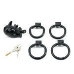 Hollow Chastity Cage Sex Toy With Bullhorn Design, Penis Cage Set With 4 Different Sizes Of Fitted Carabiners, Invisible Locking Mechanism (Black)