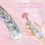 Anal Dildo Glass Rose Sex Toy - Butt Plug Rainbow Monster Dildo For Beginner, 7.2 Inch Small Glass Dildo As A Clitoral G Spot & Anal Sex Toys For Men Women & Couples Sexual Pleasure