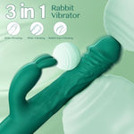 Rabbit Thrusting G Spot Vibrator Adult Sex Toys For Women, With Vibrating Ears, Dildo Vibrators Silicone Realistic Vibradores, 3 In 1Vibrators With 5 Thrusting 10 Vibrations Modes (Green)