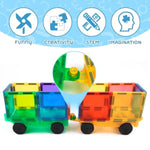 4 Pcs Magnetic Tile Cars, Construction Truck Building Toys for Kids Ages 3+
