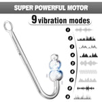 Bdsm Bondage Kit Vibrating Anal Hook With Whip, Slave Leather Restraints Set Neck To Wrist Behind Back Handcuffs Collar Metal Anal Plug With 3 Balls 9 Vibration Modes Anal Stimulation Sex Toy Unisex