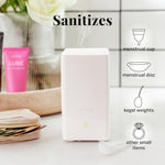 Pixie Menstrual Cup Steam Cleaner - Wash Your Cup + Kill 99.9% of Germs with Cleanser Steam for Feminine Care - 3 Minutes and Your Period Cup is Sterile! Automatic Shut Off - FSA Eligible (White)