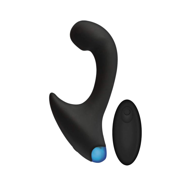 Optimale™ - P-Curve - Ergonomically Curved Beginner-Friendly Vibrating Prostate Massager - Silicone, Remote Operated, Multi-Function, Usb Rechargeable - Black