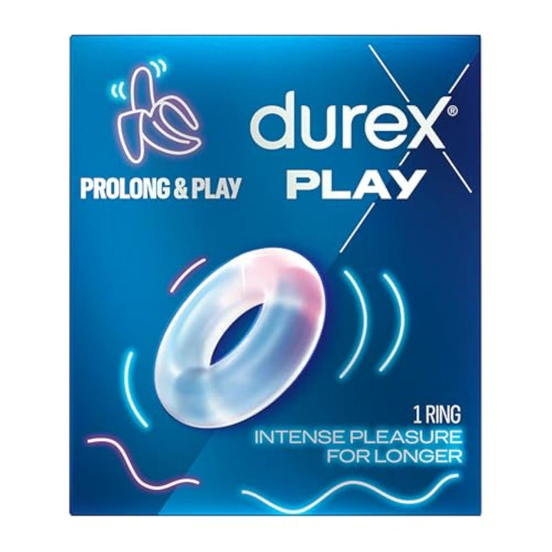 Durex Prolong & Play Ring, Intense Pleasure, Stay Hard for Longer, Super Stretchy and Soft, Waterproof, 1 ct