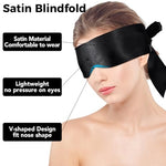 2 Pack Satin Sleep Masks, Adjustable Eye Mask for Travel Nap, Black Pink