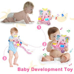 Baby Elephant Musical Stuffed Animals Toy With Light-Up Music & Crinkle Sound Paper,Infant Bilingual Early Learning Education Toys,Tummy Time Toys For 0-3-6-12+ Months Boy Girl, Pink