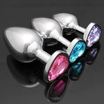 3 Pcs Luxury Jewelry Design Fetish Heart Metal Anal Butt Plug(Mixed-1)