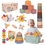 Montessoriii Toys For 1 Year Old,Baby Toys 6-12 Months,Stacking Building Blocks & Soft Infant Teething & Matching Eggs For Toddlers 6-9-12 Months,Baby Boys&Girls Gifts(7 In 1)
