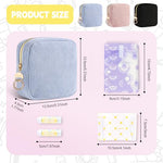 First Period Kit for Girls, Corduroy Cute Sanitary Napkin Storage Bag, Menstrual Pad Bag Tampon Holder for Purse, First Period Gifts (Blue)
