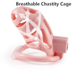 Male Hollow Chastity Cage Bondage Set, Cock Cage With Carabiner And 2 Keys, Invisible Lock Design, Penis Sm Fetish Adult Sex Toys For Men (Pink)
