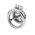 Stainless Steel Hollow Chastity Cage Flat Chastity Cage With Stainless Steel Long Conduit Male Chastity Cage Male Penis Cage Restraint Cage Male Sex Toy Chastity Lock Male Chastity Device 40Mm