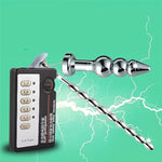 Men'S Multi-Bead Urethral Plug Sex Toy Electric Shock Anal Plug Massage Masturbation Device Electric Shock Set With 4 Stimulation Modes