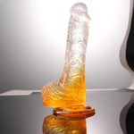 Gradient Dildo Anal Toy With Strong Suction Cup Vaginal Toys For Couples Soft Realistic Dildo Massage G-Spot And Prostate For Lesbian (L,Yellow)