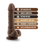 Blush Dr. Skin Realistic 7.75" Chocolate Dildo W/Balls, Long Silm Lifelike Cock For Solo Vaginal & Pegging - Suction Cup, Harness Compatible - Beginner Adult Sex Toy For Women, Men & Couples -(Brown)