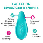 Bundle: 2-In-1 Warming Lactation Massagers (Pair) And Lactation Massager, Teal, Support For Clogged Ducts, Mastitis, Engorgement