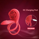 Vibrating Cock Ring Adult Toys With Rose G-Spot Clitoral Vibrator, Penis Rings Couple Sex Toys, 7 Vibration Male Sex Toy Remote Control Vibrator For Men(Red)