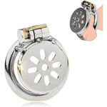 Stainless Steel Chastity Cage Flat Chastity Devices Small Cock Cage With Top Hidden Lock Design Adult Toys Sex Toys For Men Or Couples(45Mm Ring)