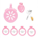Inverted Chastity Cage With Catheter And Urinal Tray Male Chastity Device Cock Cage With 4 Different Rings Sex Toys Flat Penis Cage With Lock For Man Bondage Breathable Lightweight (D,Pink)