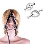 Metal Spider Ring Gag With Head Slave Harness Nose Hook Flirting Mouth Gags And Stainless Steel Nipple Clamps Round Adjustable Nipple Clamp Set