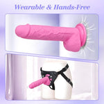 Realistic Adjustable Strap On Dildo Kit with Harness for Versatile 2In1 Play, Pink Color