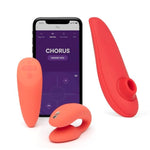 Chorus Remote Control Couples Vibrator Coral Personal Massager & Womanizer Special Edition Clitoris Vibrator Red - Couples Sex Toys Bundle