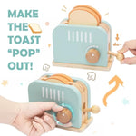 Wooden Pop Up Toaster Play Kitchen Set, 17Pcs Play Food Accessories For Toddlers Early Learning,Pretend Play Breakfast Playset, Toys Gift For Toddlers Girls & Boys