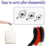 Anal Plug With Fox Tail For Cosplay Jewelry Anal Trainer Kit For Adult 3Pcs Replaceable Stainless Steel Anal Plugs For Beginners Couple Women Men (Red)