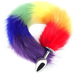 Rainbow Anal Butt Plug Fox Tail Adult Sex Toys For Women Men Couple Game Play Stainless Steel Butt Plugs Sex Toys