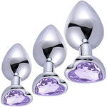 Anal Plugs Set Metal 3 Pcs Butt Plug Anal Trainer Kit Women Men Sex Toys Heart Shaped Jewelry Valentine'S/Birthday Gift For Beginners Advanced Users (Light Purple)