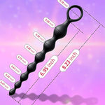 Anal Beads, Silicone Flexible Anal Chain Butt Plug With 7 Gradual Balls And Pull Loop Prostate Massager G-Spot Stimulator Anal Training Sex Toy For Beginner 8.23 Inch, Black