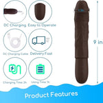 9 Inch Realistic Silicone Dildo for G Spot Stimulation with 7 Vibrating Modes