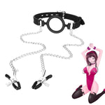 Mouth Gag With Nipple Clamps Silicone Ring Gag With Opening Mouth Open Gag Nipple Clamps Sex Flirting Sex Toys O-Rings Mouth Gag Erotic Fetish Extreme Sex Mouth Gag For Couple Women