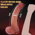 11.5” Realistic Long Dildo Sex Toys, Lifelike Curved Big Dildo For G Spot And Anal Play, Xl Suction Cup Dildos For Hands-Free, Silicone Soft Dildos, Adult Toys For Women Men & Gay
