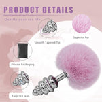 Rabbit Tail Anal Plug?Metal Spiral Buttplug?Anal Sex Toys For Men,Women And Beginners And Advanced Users,Plug Anal For Couples?Pink Anal Toys For Dress Up Party(Large Pink)