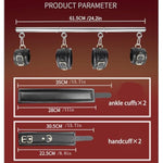 Bdsm Spreader Bar Bondage Restraints Steel Tube Adjustable Handcuffs Ankle Cuffs Leather Sex Play Couples Toys (Red)