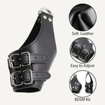 BDSM Leather Handcuffs for Couples – Adjustable Bondage Cuffs Wrist Restraints, PU Door Hanging Swing Straps for Bed or Wall Play, Fetish Bondage Gear SM Toys for Women Men Beginners