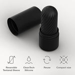 Pow Black Male Masturbator & Ghost Black Textured Reversible Penis Stroker - Sex Toys For Men Bundle