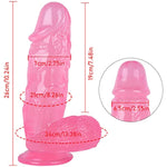 10 Inch Realistic Clear Dildo With Strong Suction Cup, Lifelike Big Crystal Jelly Flexible Thick Anal Dildo For Women, Pink