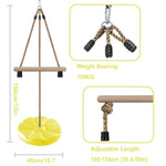 Disc Swing For Kids, Swing Set Accessories, 7Ft Height Adjustable Gym Monkey Bars, Hanging Tree Seat For Backyard, Outdoor Play Equipment (Yellow)