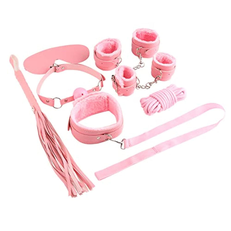 Bondage Restraints 7 Pcs Set Bdsm Sex Toys For Woman, Fetish Adult Games Products Slave Sexual For Couples Cosplay (Pink)