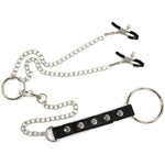Bdsm Penis Ring Sex Toy With Nipple Clip For Men Sm Leather Collar Bondage Extreme Slave Testicle Stretchers Pennis With Chains