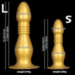 Super Thick Butt Plug Huge Anal Plug With Big Knot, Gold Silicone Soft Anal Beads Large Anal Dildo With Suction Cup, Anal Trainer Dilator Masturbator Adult Sex Toys For Women & Men (L)