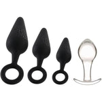 3Pcs Anal Plug With Pull Ring + 1Pcs Glass Plug