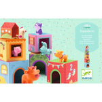 DJECO - Topanifarm Blocks - Build a Farm, Wooden Blocks & Animal Toys - Sorting & Stacking - Enhances Fine Motor Skills - Durable Playtime - Cute Design - Preschool Kids 18+ Months