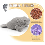 Manatee Stuffed Animals, Microwavable Stuffed Animal Adorable Fluffy Manatee Plush For Warmth Comfort, Heatable Coolable Lavender Scent Toy, Cute Soft Plushie Gift For Kids Adult & Children Boys Girls